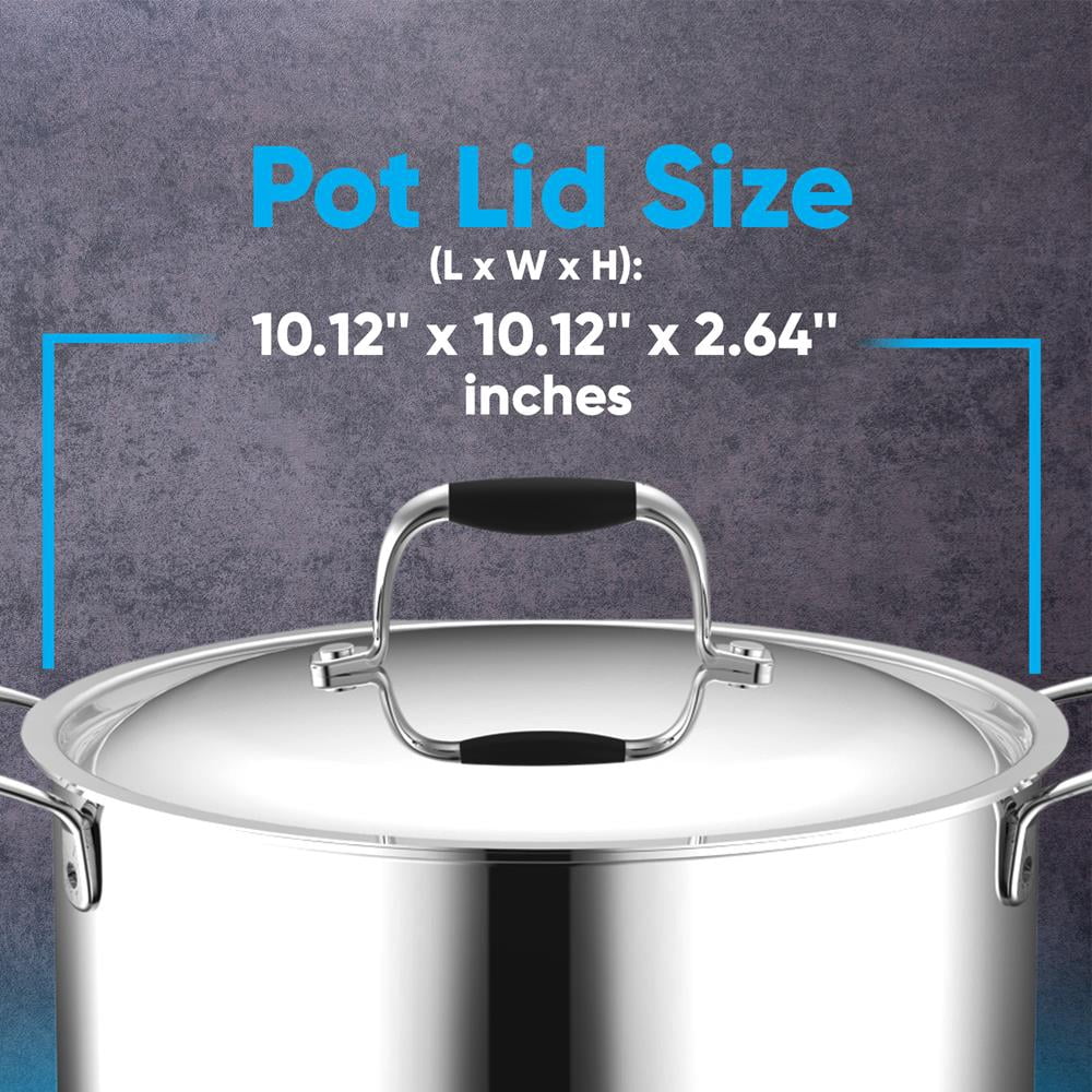 NutriChef Stainless Steel Sturdy & Durable Stain-Resistant Kitchen Cookware Sauté Pan Stock Pot Lid