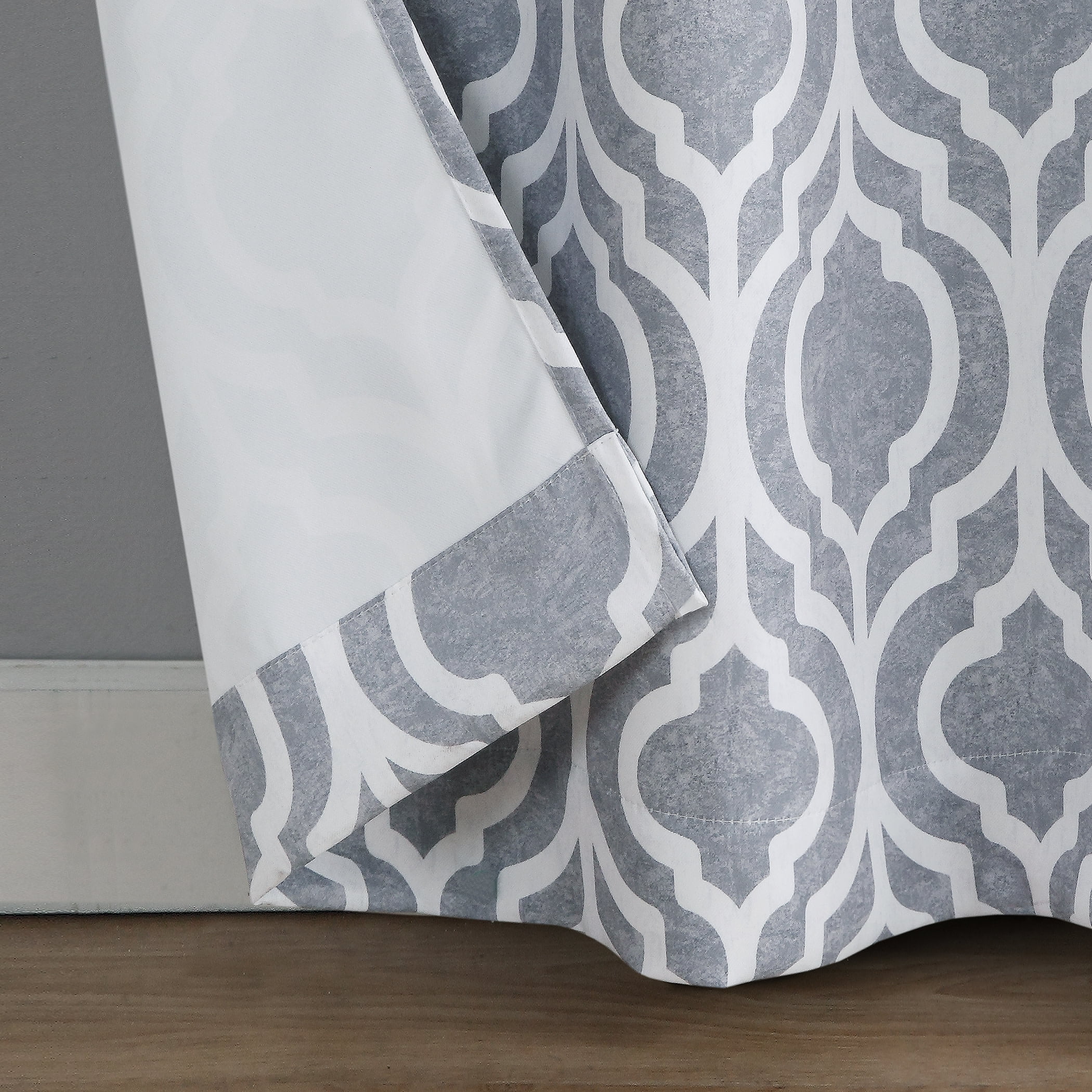 Sun Zero Eldon 1-Piece Trellis Print Blackout Grommet Curtain Panel, 40"X95", Gray