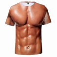 thumbnail image 3 of Men"s 3d T-shirt Bodybuilding Simulated Muscle Shirt Nude Skin Chest Muscle Tee Shirt Short-sleeve, 3 of 4