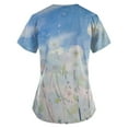 thumbnail image 3 of EHTMSAK Printed Scrub Tops Xi Floral with Pocket Short Sleeve V-Neck Tops Working Uniform Print with Pockets Blouse Casual Nurse Shirts Scrubs on Clearance Multicolor 4X, 3 of 3
