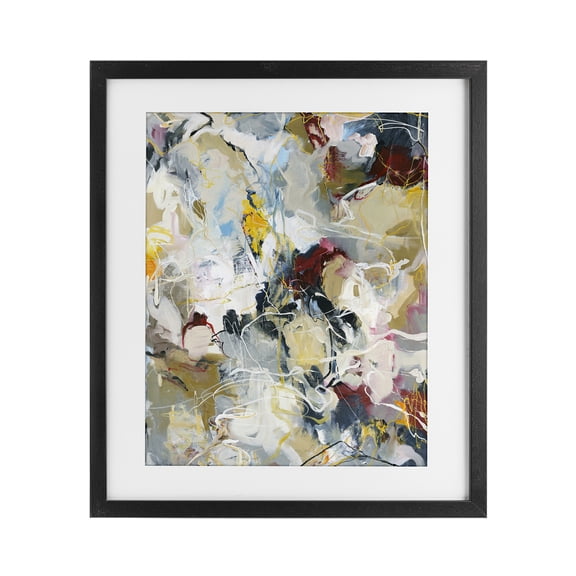 Energetic Frequency Abstract Black Framed Print Under Glass, design by Design Fabrikken