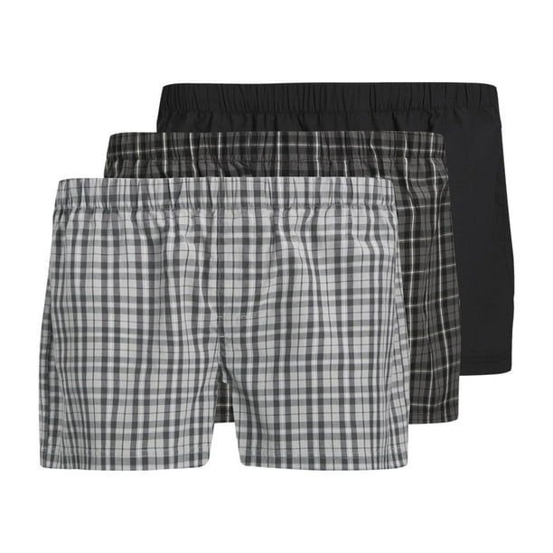 JACK&JONES boxers tejidos para hombre, pack de 3 - JACMILANO WOVEN BOXERS 3 PACK , algodón Negro/Gris S (Small)