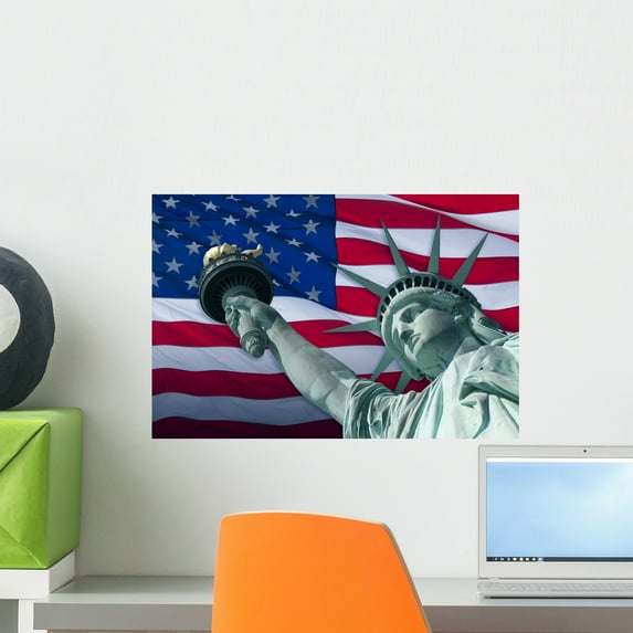 Flag Liberty Wall Mural Decal Sticker, Wallmonkeys Peel & Stick Vinyl Graphic (18 in W x 12 in H)