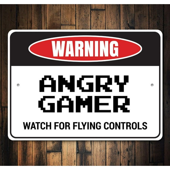 Angry Gamer Novelty Sign, Metal Wall Decor - 10x14 inches