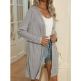 thumbnail image 5 of Women'S Open Front Lightweights Cardigan Long Sleeve Button Down Loose Outwear with Pockets Grey L, 5 of 7