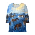 thumbnail image 5 of 3/4 Manga Casual Tops para las Mujeres V-Cuello Suéter Suelto-Ajuste Impreso Top Moda Casual para la Primavera Y el Verano, 5 of 5