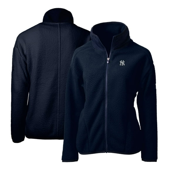 Women's Cutter & Buck Navy New York Yankees Cascade Eco Sherpa Fleece Full-Zip Jacket