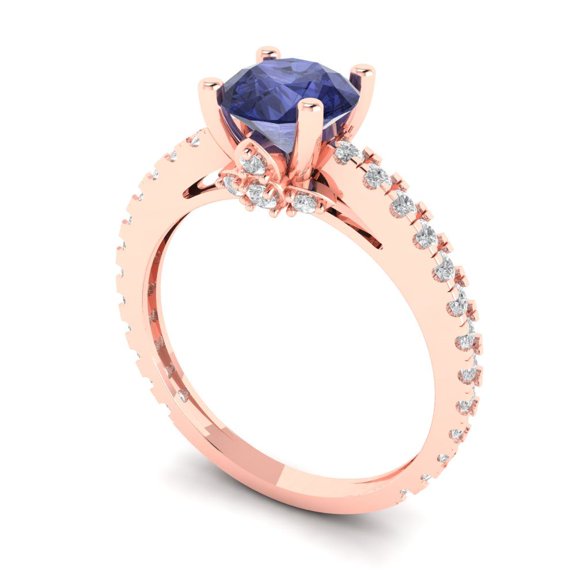 1.86ct Emerald Cut White Sapphire 18k Pink Rose Gold Engraving Statement Bridal Wedding Halo Designer Ring Size 3.5