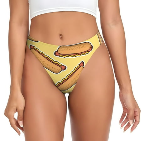 JUNZAN Hot Dogs Print Women s Sexy G-String Underwear Thongs Seamless Panties Undies Low Rise Thong Panties for Everyday Wear Yoga & Special Occasion-XX-Large