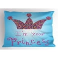 thumbnail image 2 of Ambesonne Cartoon Pillow Sham, Mosaic Crown Themed Design, 26" X 20", Multicolor Pink Blue, 2 of 2