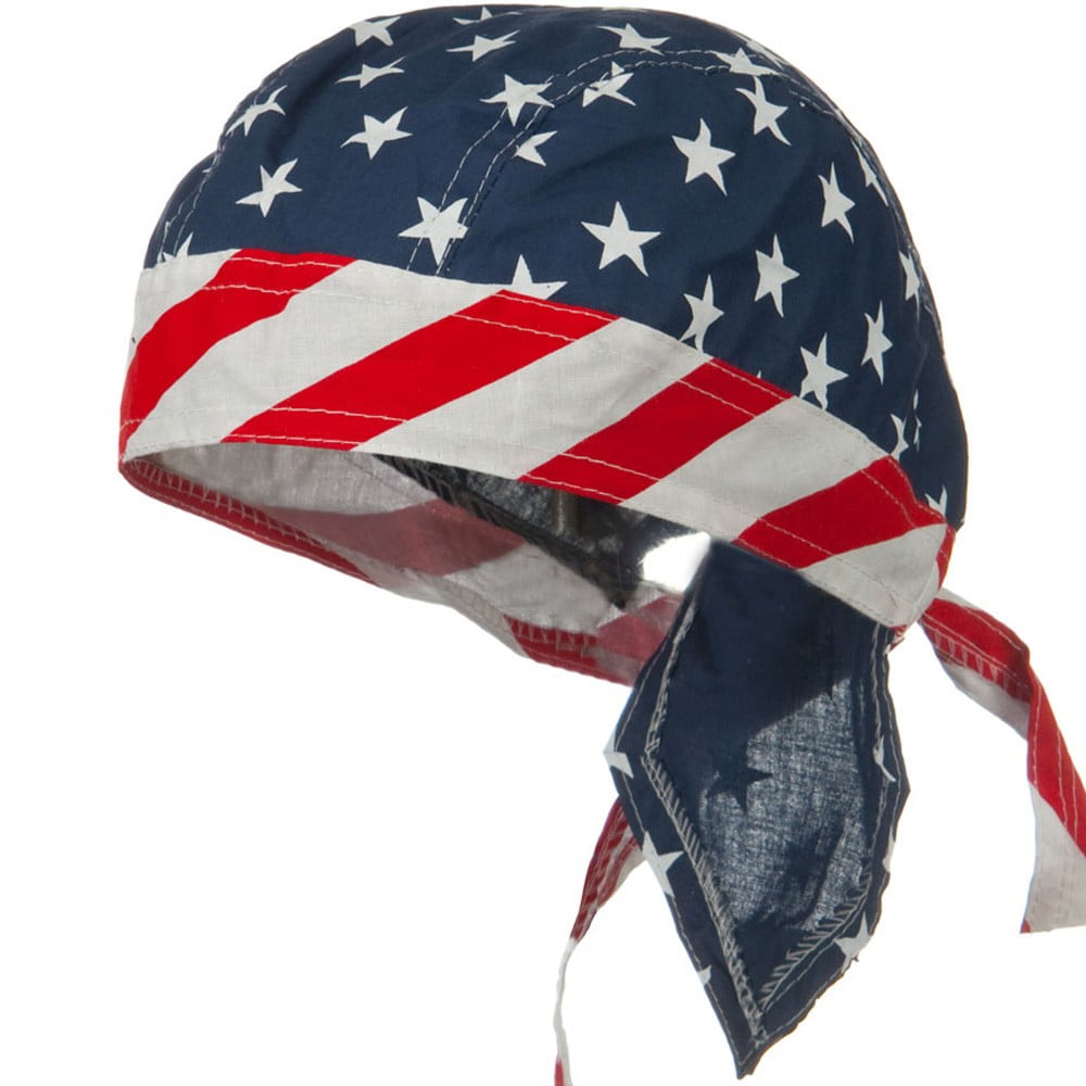 USA FLAG LAND OF THE FREE BECAUSE OF BRAVE FITTED Tied&Lined BANDANA DO DOO RAG 