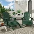 thumbnail image 3 of Polytrends  Laguna Hdpe All Weather Outdoor Patio Foldable Adirondack Chairs With Ottomans (5-Piece Set) Dark Green, 3 of 5