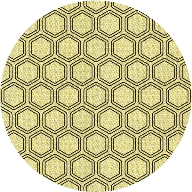 Ahgly Company Tapis de Zone Rond d'Intérieur Lavable à la Machine, Style Transitionnel, Jaune Soleil, 5 Pieds Rond