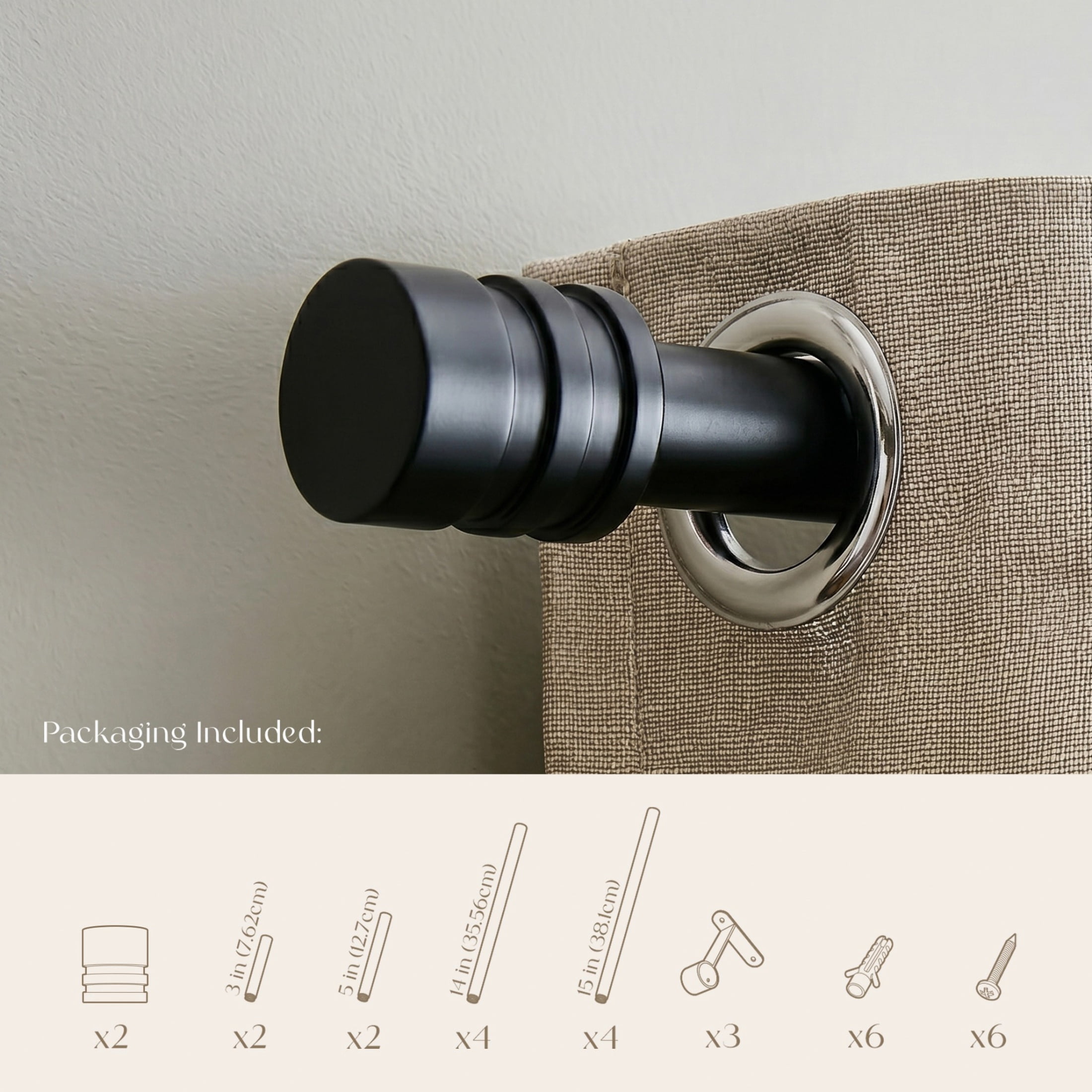 Dwell Studio, Cutomizable Curtain Rods, 3/4" Iron Material, 20 inch-120 inch Kit, Matte Black