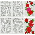 thumbnail image 1 of 4 Sheets Roses Sewing Embroidery Stabilizers 42pcs Flowers Embroidery Paper with Pre-Printed Water Soluble Stabilizer for Embroidery Hand Sewing Lover Beginners, 1 of 9