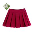 thumbnail image 2 of Bienzoe Girl's Stretchy Pleated Adjust Waist School Uniforms Skirt Burgundy 14, 2 of 4