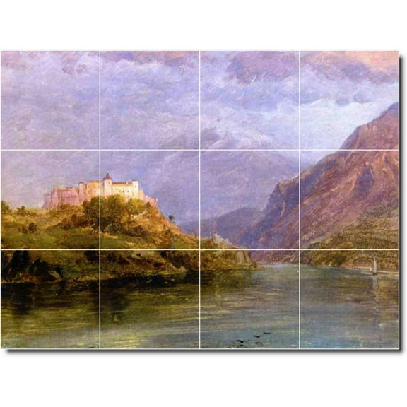 Ceramic Tile Mural-Frederic Church Historical Backsplash Tile Mural 25. 17" w x 12.75" h using (12) 4.25 x 4.25 ceramic tiles