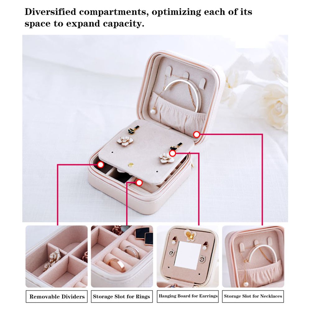 Small Portable Travel Jewelry Box Organizer Storage Case for Rings Earrings Necklaces - image 2 of 7