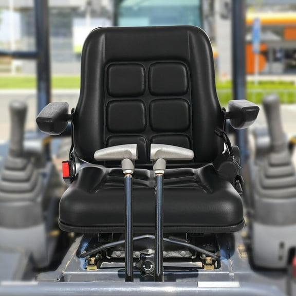 Adjustable Backrest Lawn Mower Tractor Seat Forklift Excavator Seat W/ Armrests