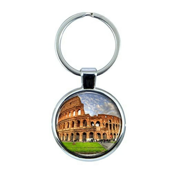 Coliseum Keychain with Epoxy Dome and Metal Keyring