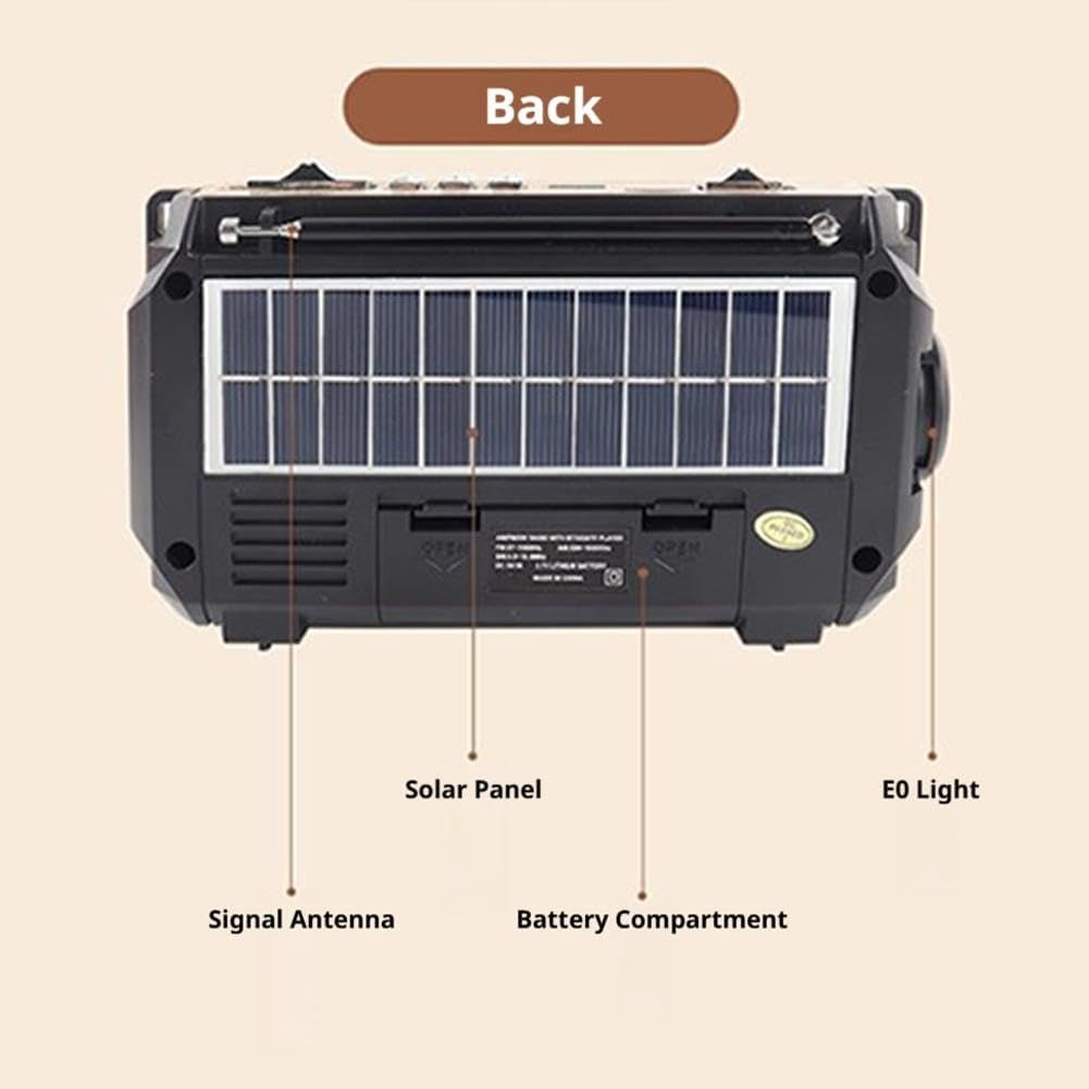 Portable Emergency Hand Crank Solar Radio With 3-band Am/fm/sw Radio & 3w Bluetooth 5.2 Speaker, Handcranked Charger for Camping, Hiking & Outdoor Survive Emergencies