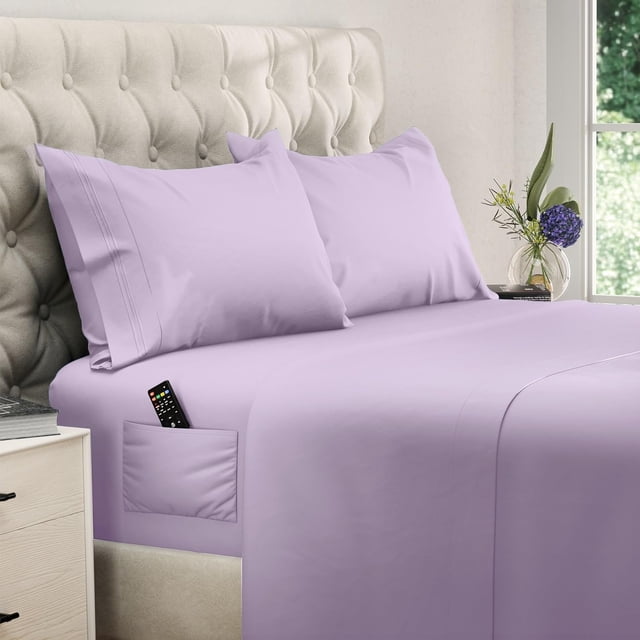 Juego de sábanas DREAMCARE tamaño king, 4 piezas, 100% microfibra, color lavanda