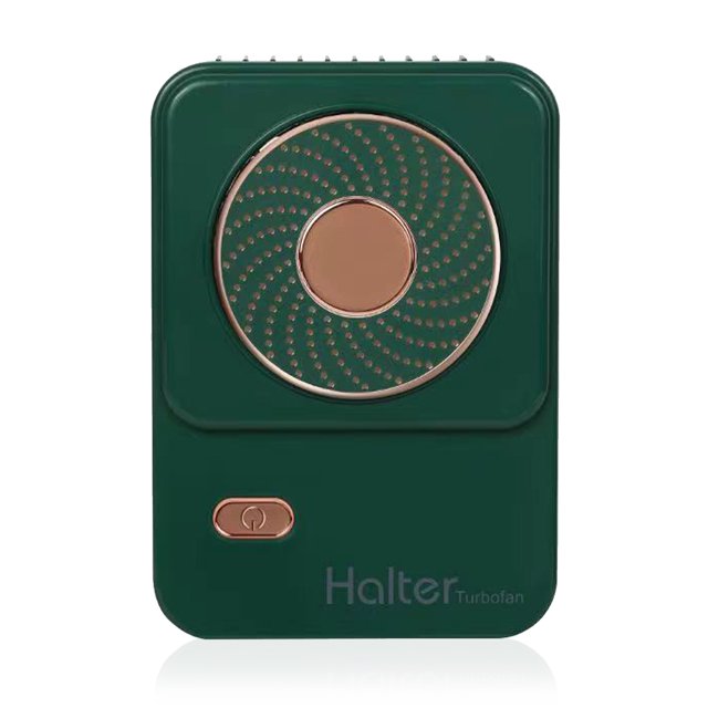 Ventilador portátil USB para cuello con 3 velocidades y batería integrada, disponible en verde. ¡Disfruta de la frescura en cualquier momento!
