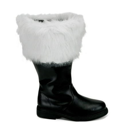 Mens Wide Width Black Santa Claus Boots White Faux Fur Cuff Holiday MENS (Best Wide Width Snow Boots)