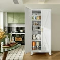 thumbnail image 4 of Large Metal Kitchen Pantry Cabinet with Adjustable Shelves - Freestanding Kitchen Storage Cabinet for Dining Room,Livingroom Bathroom, Hallway, Workshop, Office, 4 of 13