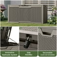 thumbnail image 3 of Uforic 100 Gallon large Deck Box, Outdoor Resin Storage Box, Outdoor Container for Patio Garden, Waterproof, Lockable, Light Brown, 3 of 8