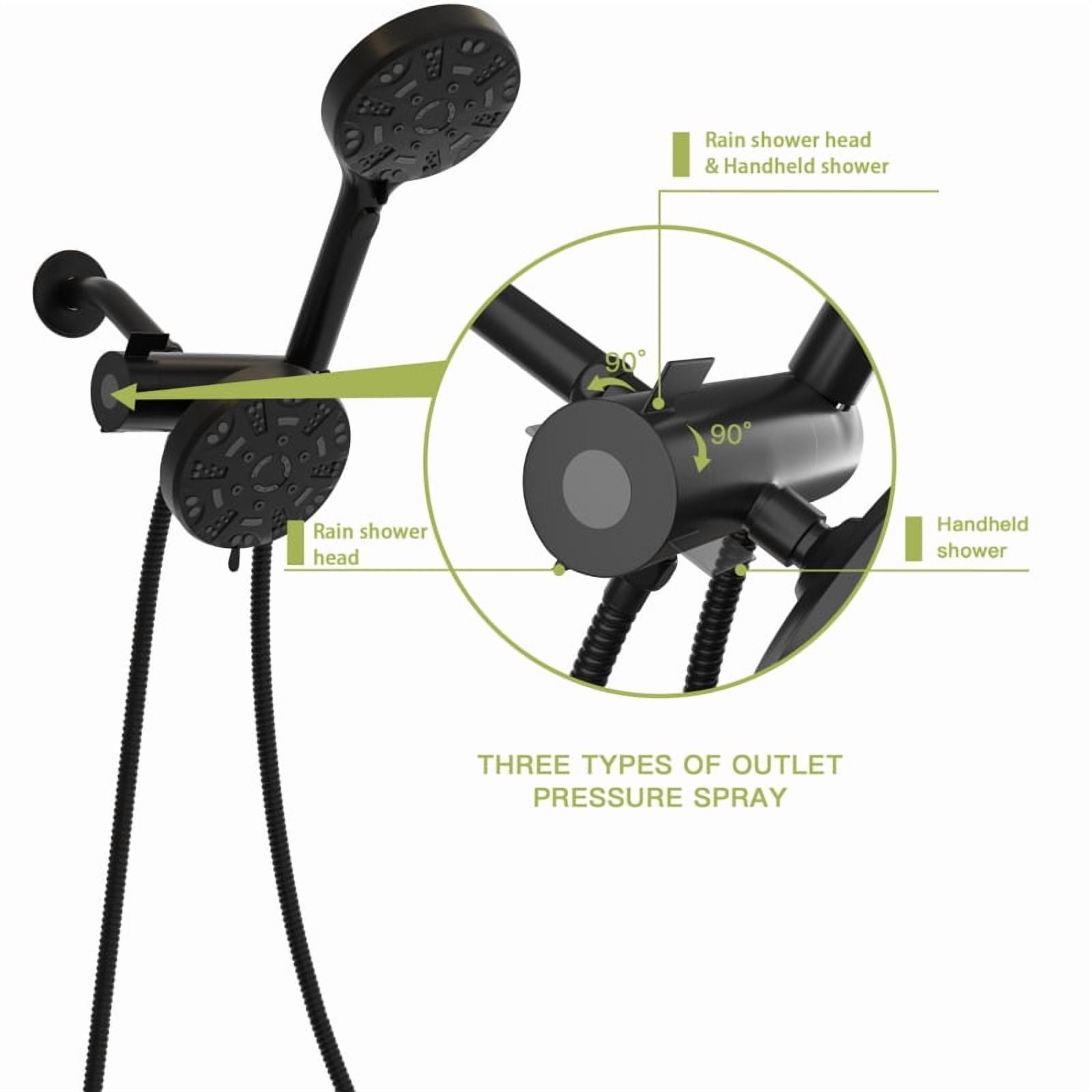 Multi Function Dual Shower Head - Shower System with 4.7" Rain Showerhead, 8-Function Hand Shower, Brushed Nickel On-Site   RR