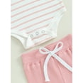 thumbnail image 6 of Baby Girls 2PCS Pants Sets Long Sleeve Button Romper Solid Color Drawstring Pants Sets, 6 of 8