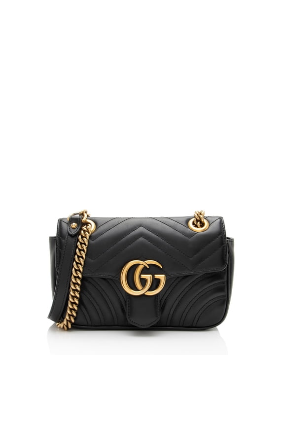 Pre-Owned Gucci Matelasse Leather GG Marmont Small Flap Bag