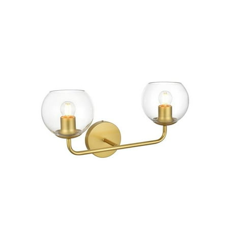 

Living District LD7321W19BRA 110 V E26 Two Light Vanity Wall Lamp Brass