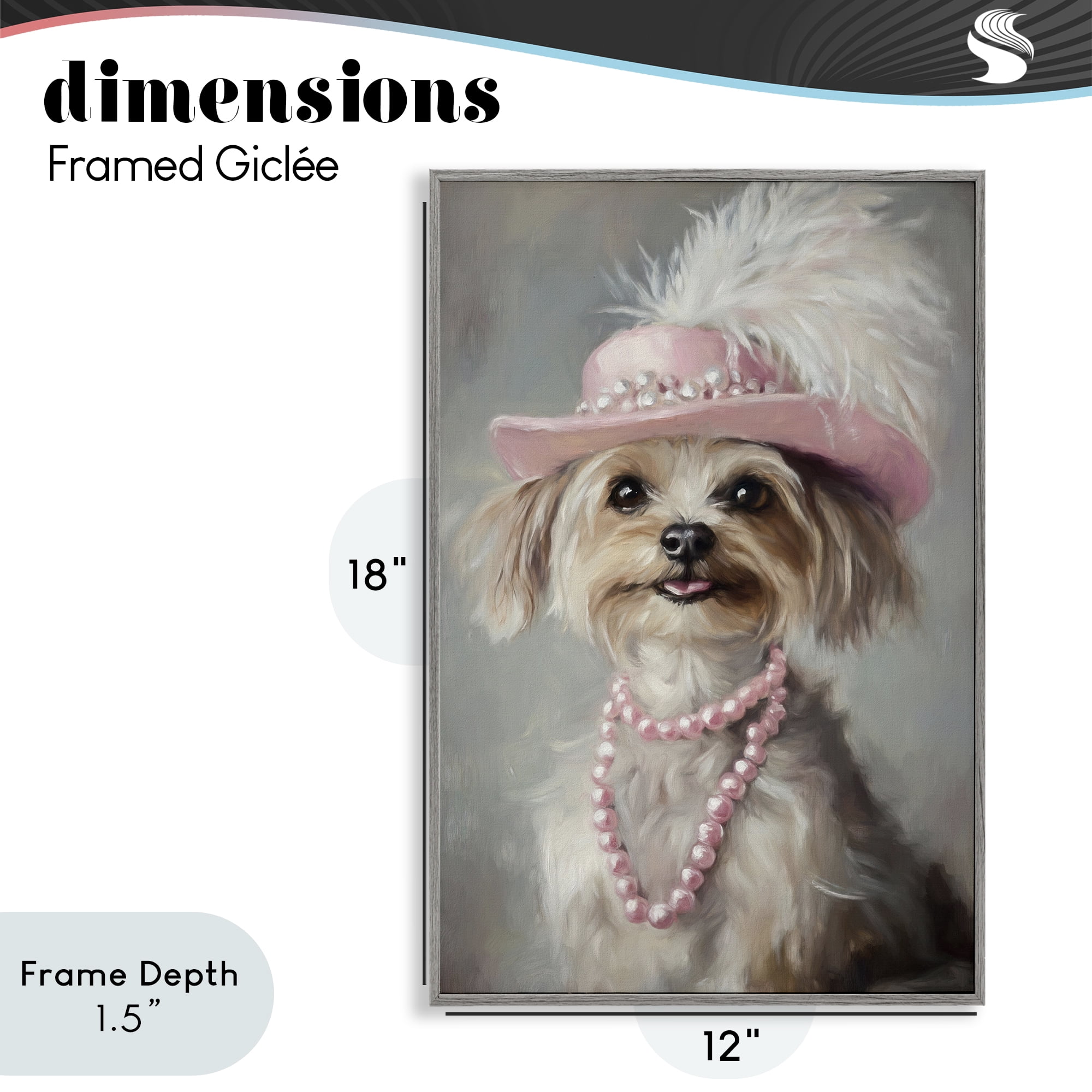 Stupell Industries Lady Yorkie Portrait Gray Framed Giclee Art, design by Tina LeCour