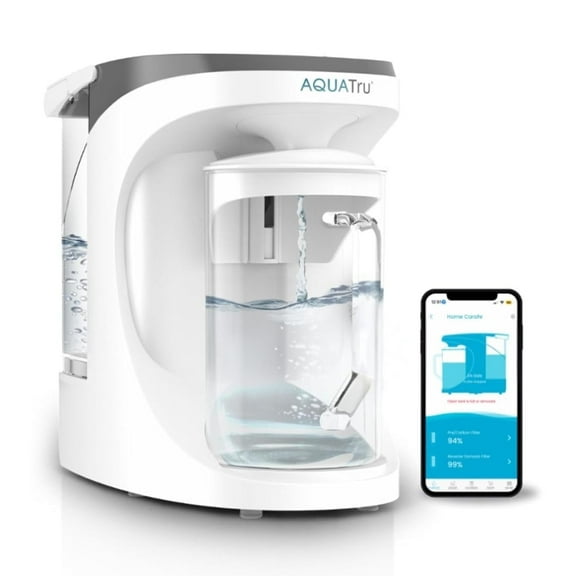 AquaTru Carafe Smart | Countertop Water Purifier for PFAS and Other Contaminants with Exclusive 4-Stage Ultra Reverse Osmosis Technology (No Plumbing or Installation Required) | BPA Free