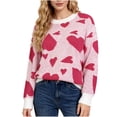 thumbnail image 1 of Suéter de Manga Larga de la Mujer Imprimir el Corazón Cuello Redondo de Punto Suéter, Sudadera Casual con Capucha Europea para el Otoño, 1 of 7