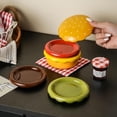 thumbnail image 3 of Ceramic Hamburger Plate Set, Creative Cute Burger Shape Dish Underglaze Color, Fun Snack Plate for Kids Adults, Microwave Safe, 3 of 6