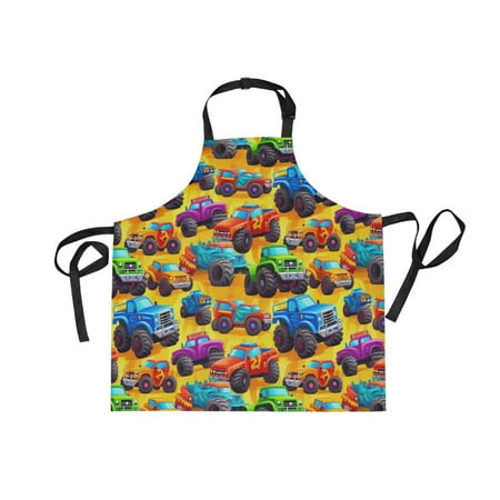 

JSTEL Trucks Cartoon Apron with 2 Pockets for Women Men Adjustable Garden Bib