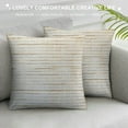 thumbnail image 3 of COMIO Minimalist Neutral Pillow Covers Cream White Striped Geometric Pattern Contemporary Cushion Covers/Simple Throw Pillow Cases for Living Room Sofa, Couch, Bed, 3 of 5