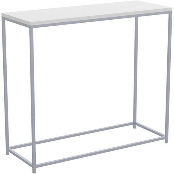 Pemberly Row 31"L Console Table with Silver Metal Legs in White