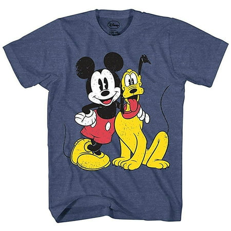 Mickey Mouse & Pluto Classic Distressed Vintage Dog Disney World Disneyland Funny Mens Adult Graphic Tee