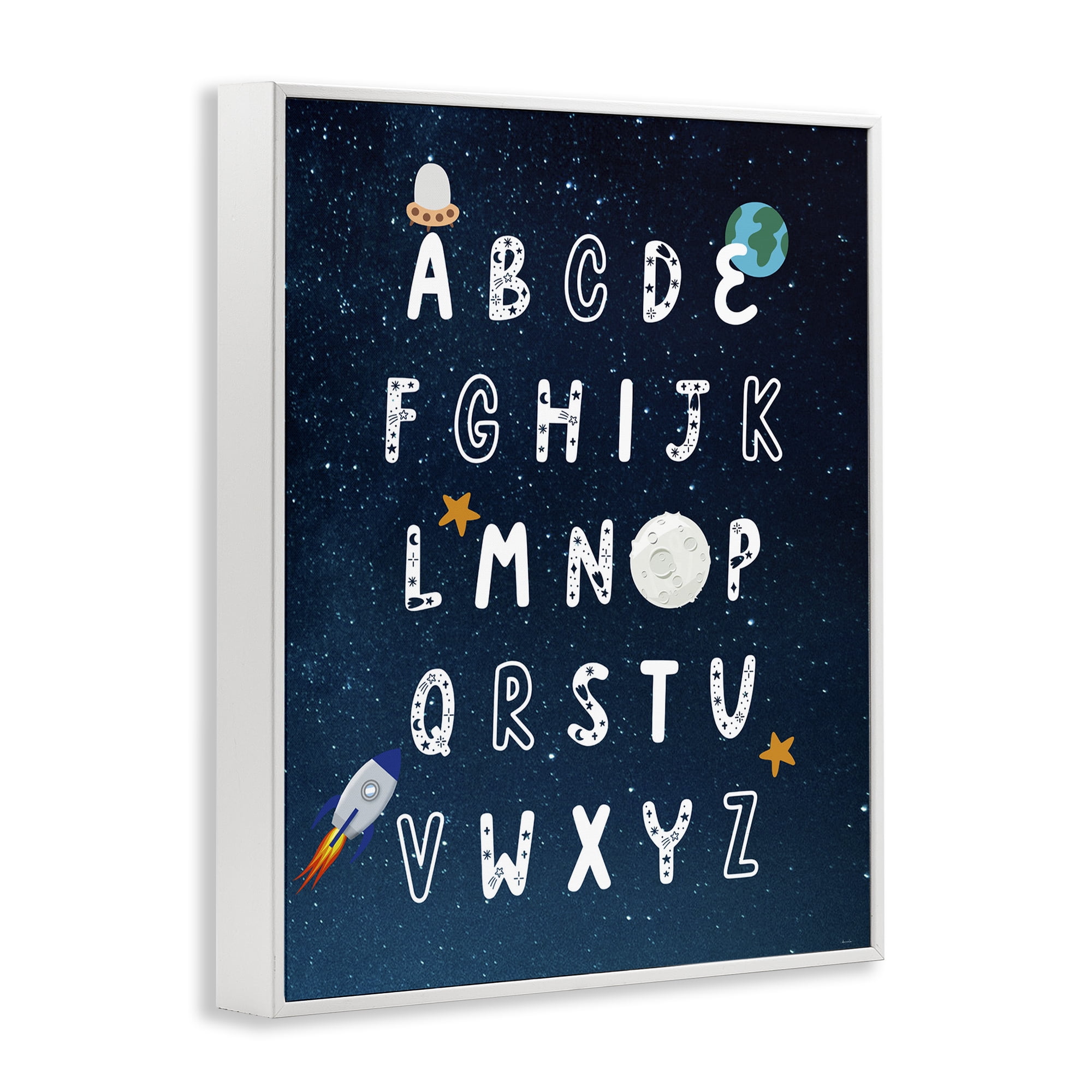 Stupell Industries Astronomy Alphabet Chart Novelty Painting White Framed Art Print Wall Art, 24 x 30