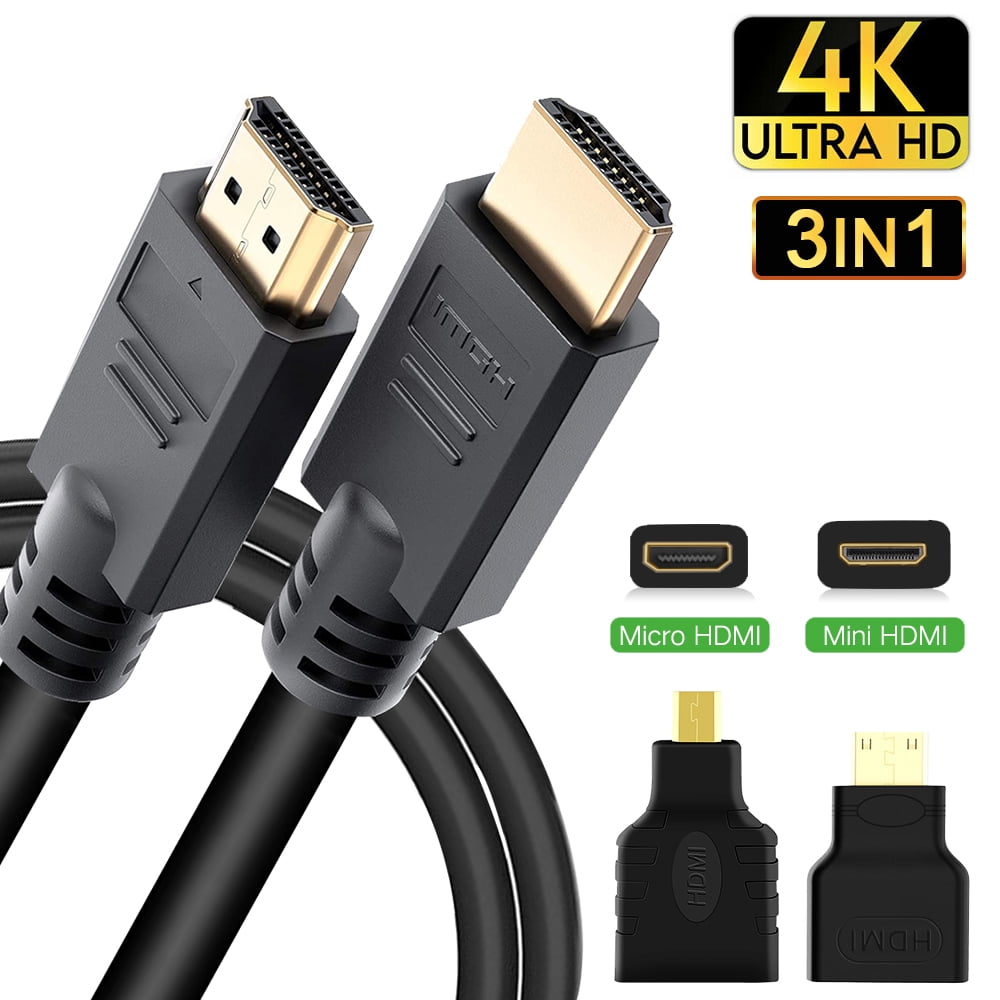 Læne Grape deres 3 in 1 HDMI to HDMI/Mini/Micro HDMI Adaptor Cable Kit Full HD for HDMI  Digital Camera, Tablet, Notebook, PC,PS4,Xbox 360 - Walmart.com