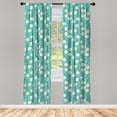 thumbnail image 2 of Ambesonne Floral 4-Panel Curtains, Blooming Asters and Leaves, 56"x84", Seafoam Marigold White, 2 of 4