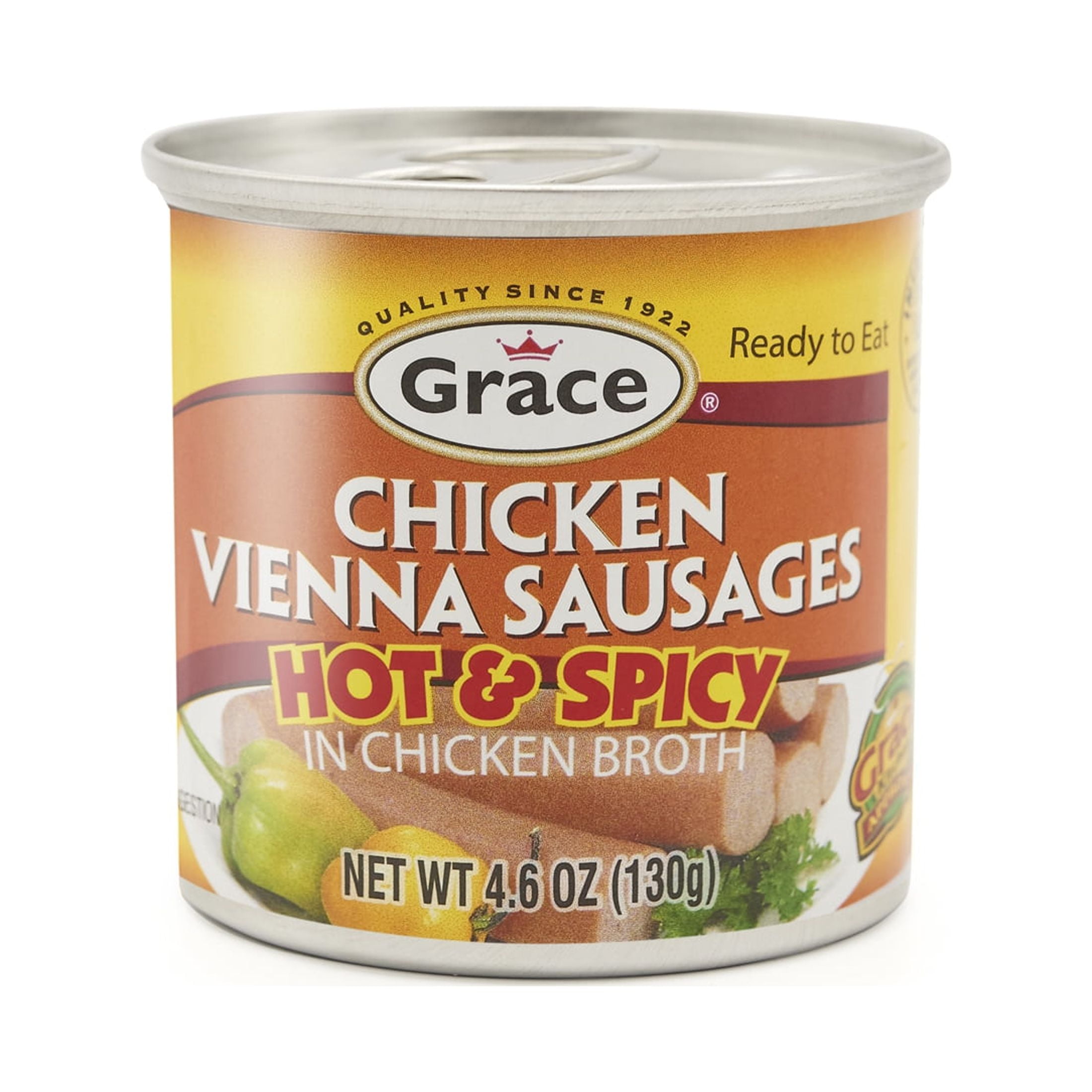 (6 pack) Grace Hot & Spicy Vienna Chicken Sausages in Can, 4.6 oz