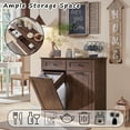 thumbnail image 5 of SinCiDo Kitchen Double Tilt Out Trash Can Cabinet, 20 Gallon Farmhouse Wooden Trash Garbage Can with Drawer, 5 of 7