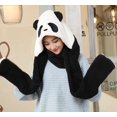 thumbnail image 3 of XIAOCHA Womens Panda‑Print Hooded Scarf Hat Plush Hats for Fall Winter Walk Hoodedscrafthats,Black, 3 of 7