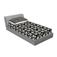 thumbnail image 2 of Ambesonne Flower Fitted Sheet & Pillow Sham Set, Vintage Style Blossom Design, Twinxl, Black and Ivory, 2 of 2
