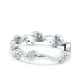 thumbnail image 3 of Leaf Eternity Ring Round Pave Engagement Band Ring CZ 925 Sterling Silver Size 8, 3 of 6